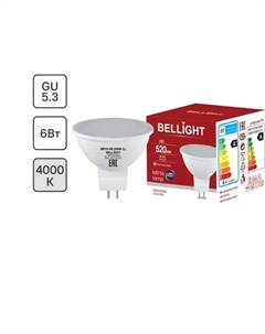 Лампа светодиодная MR16 GU5.3 220-240 В 6 Вт спот матовая 520 лм нейтральный белый свет Bellight