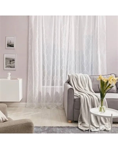 Тюль на ленте «Диаманд» 300x260 см полиэстер орнамент цвет молочный Witerra