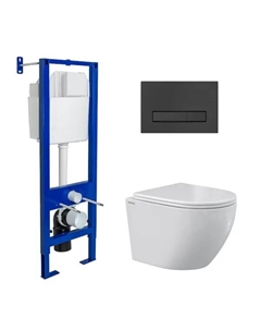 Комплект инсталляция с унитазом Berges Line Pro 043225, безободковый с микролифтом, клавиша SoftTouch цвет черный