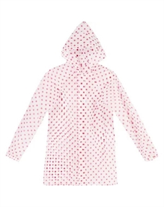 Плащ-дождевик на кнопках 466633 цвет белый в красный горошек размер S Garden show