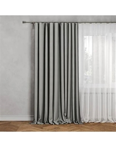 Штора на ленте Савана 145x180 цвет светло-серый Linen way