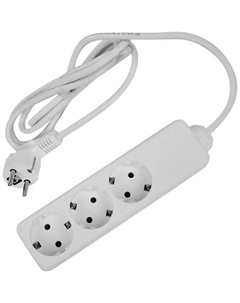Удлинитель бытовой 3 розетки с заземлением 3x0.75 мм 1.8 м 2200 Вт цвет белый Защита про