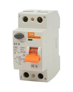 УЗО ВД1-63S 2P 63 A 100 мА 4.5 кА AC SQ0203-0060 Tdm еlectric
