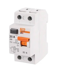 УЗО ВД1-63 2P 25 A 100 мА 4.5 кА AC SQ0203-0005 Tdm еlectric