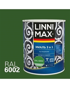Грунт-эмаль по ржавчине 3 в 1 цвет зеленый полуматовый 0.75 л Linnimax