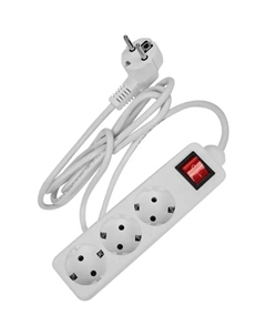 Удлинитель бытовой 3 розетки с заземлением 3x0.75 мм 1.8 м 2200 Вт цвет белый Защита про