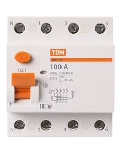 УЗО ВД1-63 4P 100 A 100 мА 4.5 кА AC SQ0203-0048 Tdm еlectric