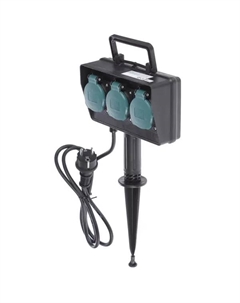 Удлинитель на пике 3 розетки с заземлением 3x1 мм 1.5 м цвет черный Electraline