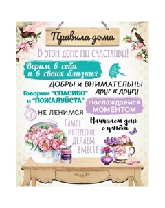 Картина на холсте Правила дома 2 40x50 см Постер-лайн