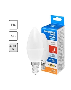 Лампа светодиодная E14 220-240 В 5 Вт свеча матовая 470 лм нейтральный белый свет Volpe