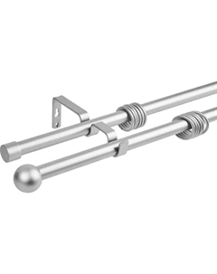 Карниз двухрядный раздвижной шар d19/16 мм 140-280 см металл цвет серебро Orbis