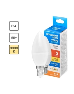 Лампа светодиодная E14 220-240 В 5 Вт свеча матовая 470 лм теплый белый свет Volpe