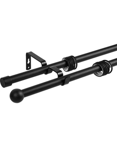 Карниз двухрядный раздвижной шар d19/16 мм 180-360 см металл цвет матовый черный Orbis