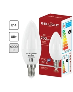 Лампа светодиодная E14 175-250 В 8 Вт свеча 750 лм нейтральный белый цвет света Bellight