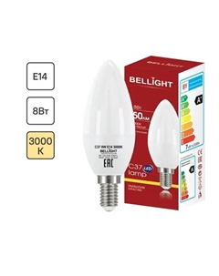 Лампа светодиодная E14 175-250 В 8 Вт свеча 750 лм теплый белый цвет света Bellight