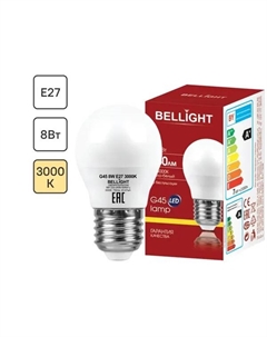 Лампа светодиодная E27 175-250 В 8 Вт шар 750 лм теплый белый цвет света Bellight