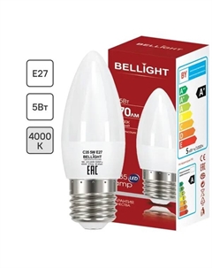 Лампа светодиодная E27 220-240 В 5 Вт свеча 470 лм нейтральный белый цвет света Bellight