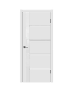 Дверь межкомнатная со стеклом Бостон 60x200 см эмаль белый с замком и петлями Vfd