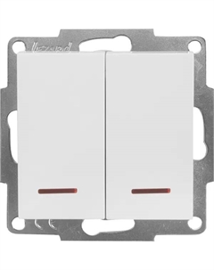 Выключатель Vesna 2 клавиши с подсветкой цвет белый Lezard
