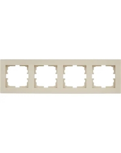 Рамка для розеток и выключателей Vesna 4 поста горизонтальная цвет кремовый Lezard