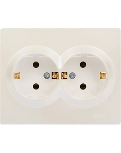 Розетка двойная Vesna с заземлением цвет жемчужный белый перламутровый Lezard