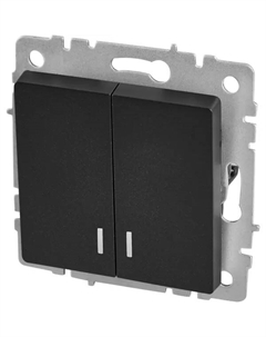 Выключатель встраиваемый Brite 2 клавиши с индикатором цвет черный Iek