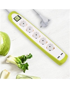 Удлинитель бытовой 5 розеток с заземлением 3x1 мм 2 м цвет белый Electraline