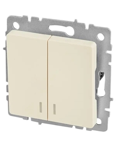 Выключатель встраиваемый Brite 2 клавиши с индикатором цвет бежевый Iek