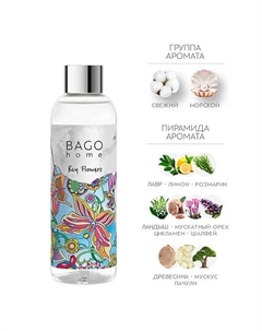 Набор наполнитель и фибровые палочки для ароматического диффузора Лавровые цветы 200 Bago home