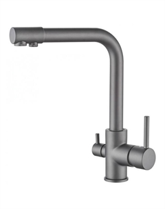 Смеситель для кухни LEDEME L4055D-3 поворотный излив канал для фильтра латунь серый Ledeme