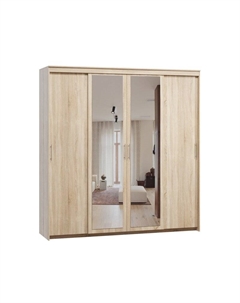 Шкаф-купе Тебар-4-220-230 Дуб Сонома 2 зеркала Диван.ру