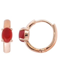 Серьги с красным агатом "Колечки кабошон" Lj