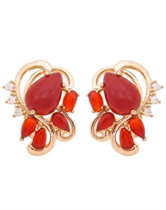 Серьги с красным агатом "Азалия" Lj