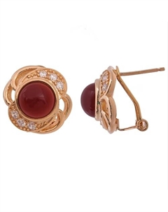 Серьги с красным агатом "Серенада" Lj