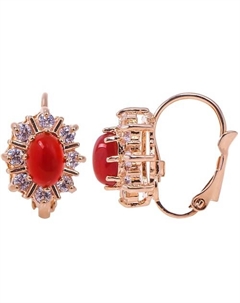 Серьги с красным агатом "C лучами" Lj