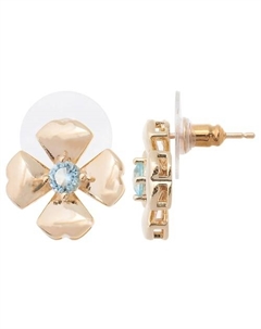 Серьги с голубым фианитом "Клевер 4 листа" Lj