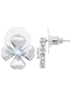 Серьги с голубым фианитом "Клевер 4 листа" Lj