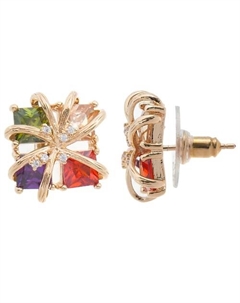 Серьги с фианитом mix "4 стихии" Lj