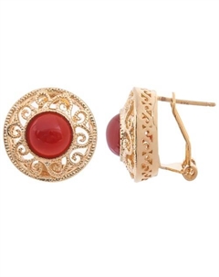 Серьги с красным агатом "Восточное солнце" Lj