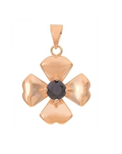 Кулон с черным фианитом "Клевер 4 листа" Lj