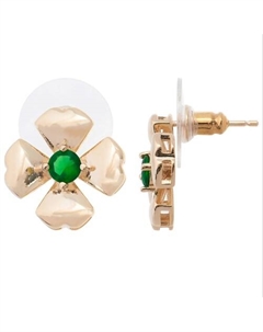 Серьги с зеленым фианитом "Клевер 4 листа" Lj