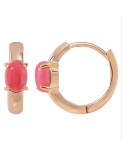 Серьги с родохрозитом "Колечки кабошон" Lj