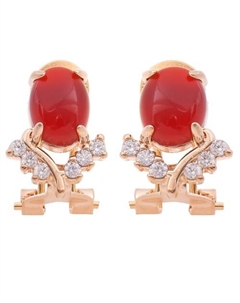 Серьги с красным агатом "Чайка" Lj