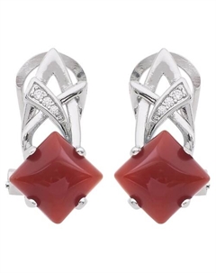 Серьги с красным агатом "Нимфа", серебро Lj