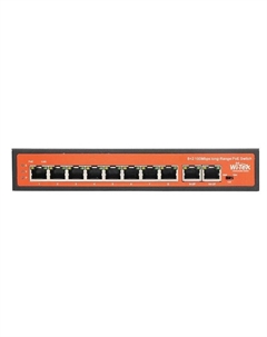 Коммутатор PoE WI-PS210G v2 неуправляемый, 150Вт, порты 8 PoE FE + 2GE, режим 250м и VLAN, Watchdog Wi-tek