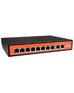 Коммутатор неуправляемый WI-PS308G v2 8*PoE 1000Base-T + 2 1000Base-T, 7*PoE 802.3at/af до 30Вт на порт, 1*PoE 802.3bt до 60Вт, функция Watchdo Wi-tek