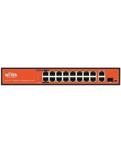 Коммутатор неуправляемый WI-PS518G v3 16 PoE портов*100Base-TX+ 1000Base-T+ Combo, 14 портов PoE 802.3at/af до 30Вт на порт, 2 порта PoE 802.3b Wi-tek