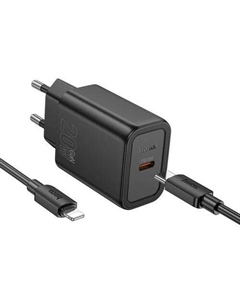 Сетевое зарядное устройство Hoco N60 Gentle, USB-C, USB-C, 20Вт, 3A, черный