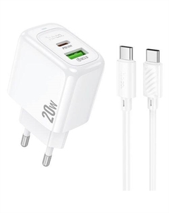 Сетевое зарядное устройство Hoco CS54A Surplu, USB-A, USB-C, USB-C, 20Вт, 3A, белый