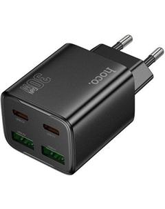 Сетевое зарядное устройство Hoco N56 Fundador, 2xUSB-A, 2xUSB-C, 30Вт, 3A, черный